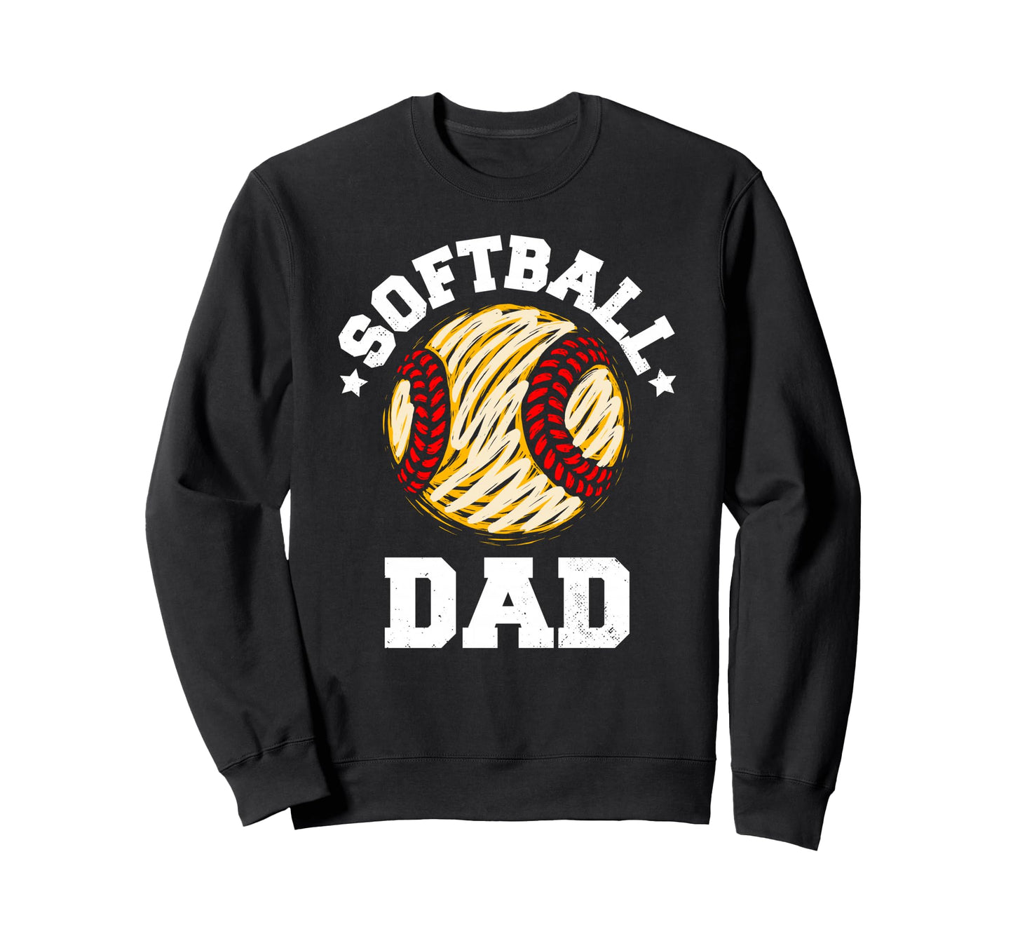 Softball Dad Distressed Funny Softball Sweatshirt - Trendy Graphic Unisex - T-Shirt, Sweatshirt, Hoodie