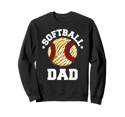 Softball Dad Distressed Funny Softball Sweatshirt - Trendy Graphic Unisex - T-Shirt, Sweatshirt, Hoodie