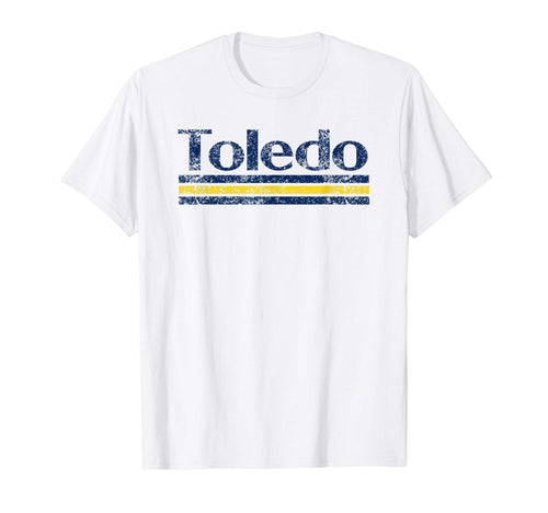 Toledo Ohio Weathered Stripe Throwback T-Shirt - Trendy Graphic Unisex - T-Shirt, Sweatshirt, Hoodie