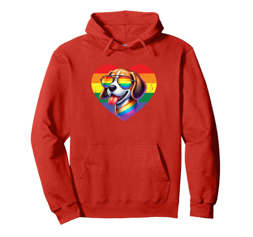 Rainbow Love Heart Dog Pride Lgbt Hoodie - Casual Everyday Wear for Adults - T-Shirt, Sweatshirt, Hoodie