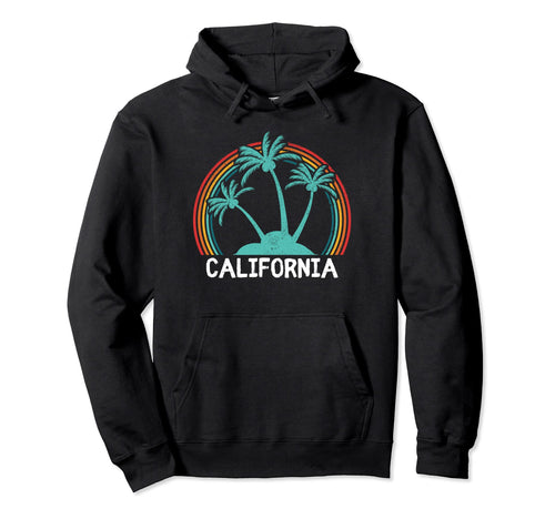 California Palm Trees Rainbow Vacation Hoodie - Aesthetic Graphic Unisex - T-Shirt, Sweatshirt, Hoodie