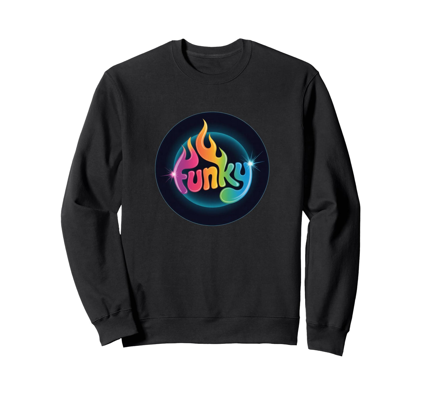 Funky Rainbow Flame Circular Sweatshirt - Graphic Print Men Women - T-Shirt, Sweatshirt, Hoodie