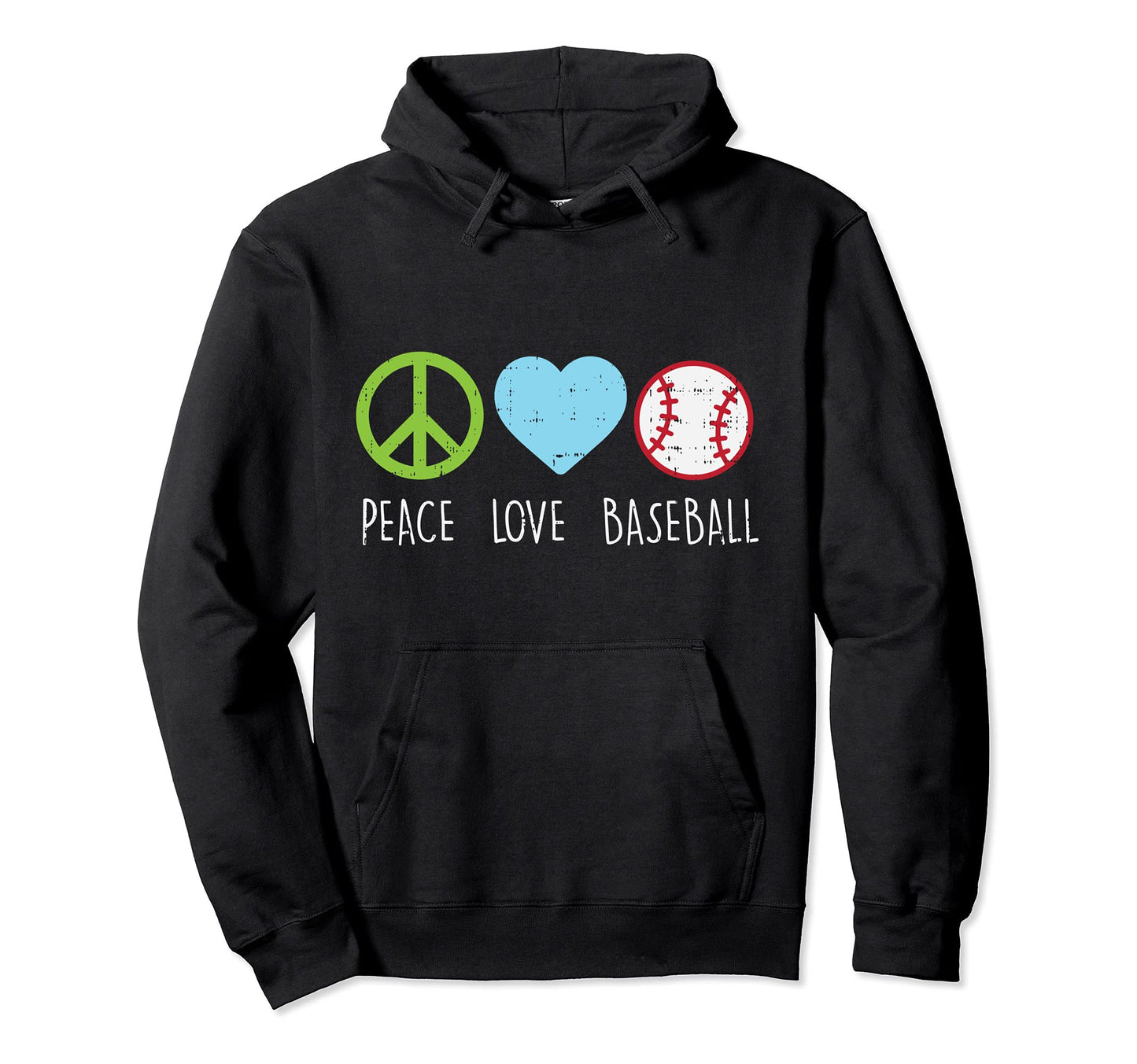Peace Love Baseball Coach Player Team Hippie Hoodie - Unique Graphic Unisex - T-Shirt, Sweatshirt, Hoodie