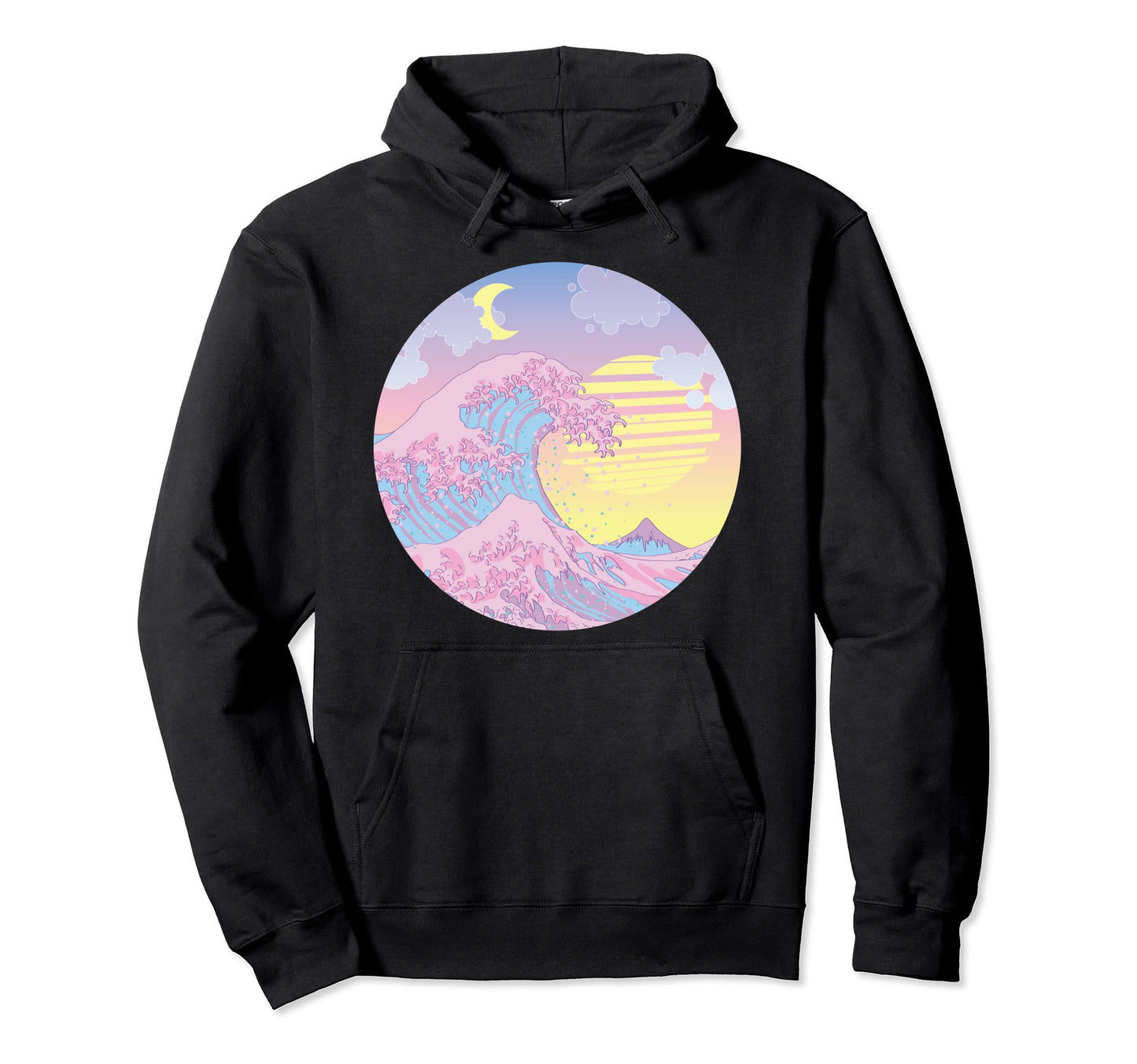 Vaporwave Pastel Aesthetic Great Wave Hoodie - Casual Everyday Wear Unisex - T-Shirt, Sweatshirt, Hoodie