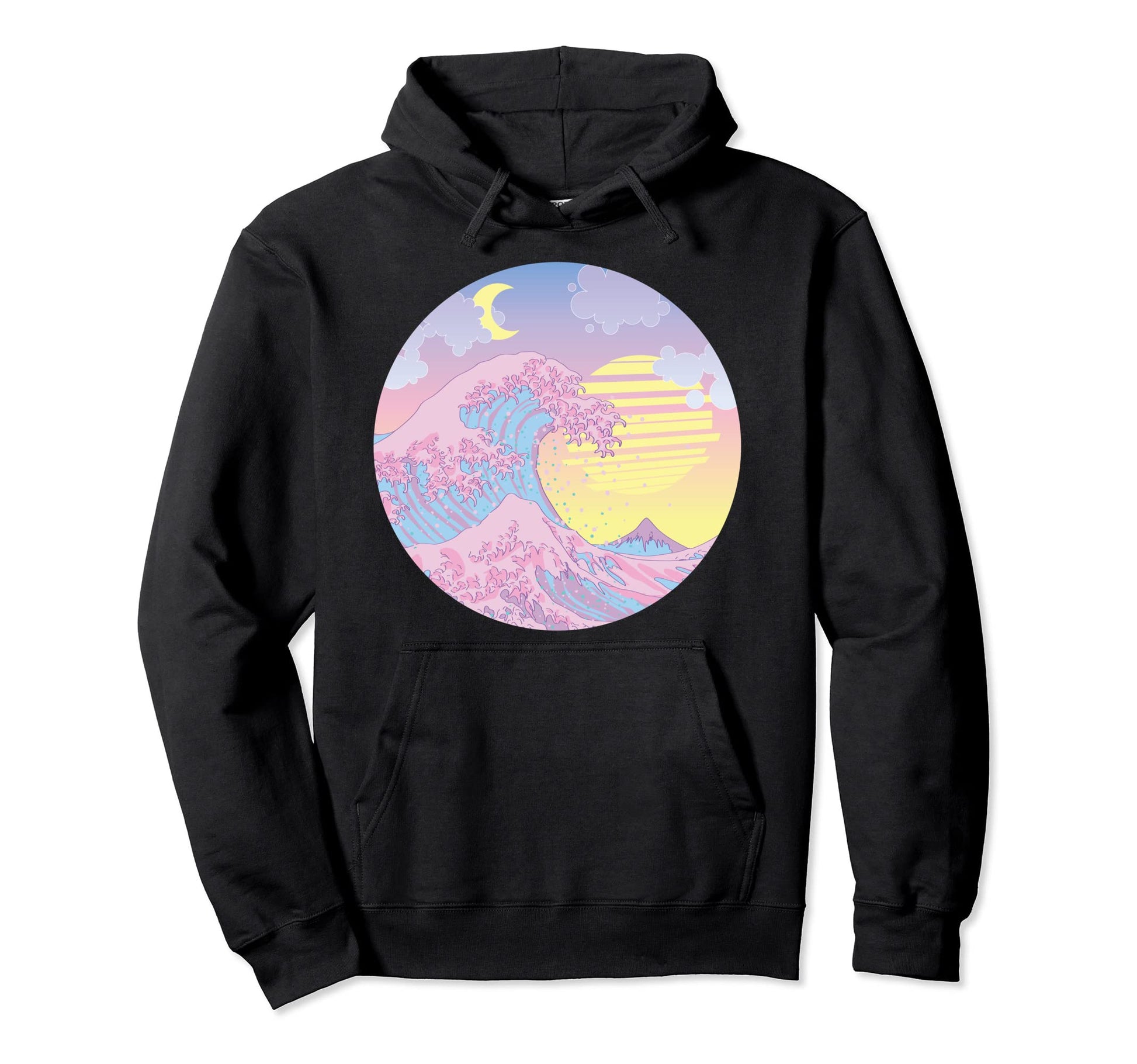 Vaporwave Pastel Aesthetic Great Wave Hoodie - Casual Everyday Wear Unisex - T-Shirt, Sweatshirt, Hoodie