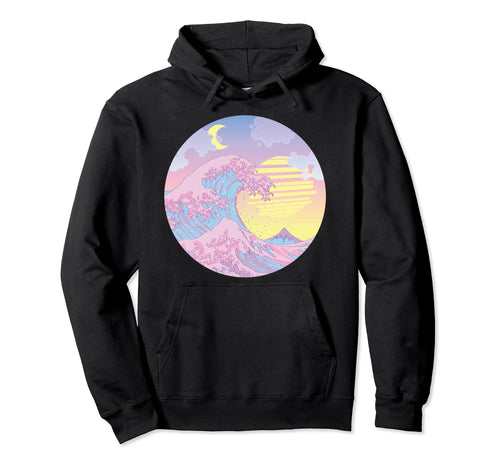 Vaporwave Pastel Aesthetic Great Wave Hoodie - Casual Everyday Wear Unisex - T-Shirt, Sweatshirt, Hoodie