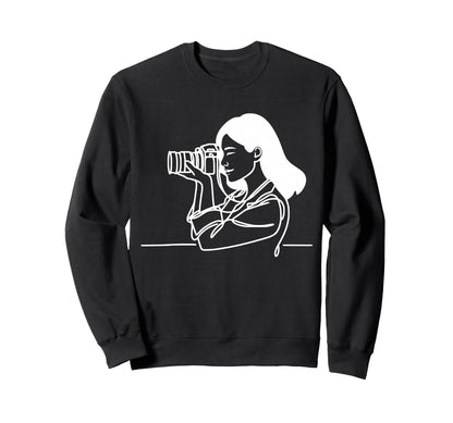 Camera Line Art Photography Sweatshirt - Streetwear Style Unisex - T-Shirt, Sweatshirt, Hoodie