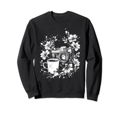 Photographer Coffee Camera Sweatshirt - Fun Novelty Design for Adults - T-Shirt, Sweatshirt, Hoodie
