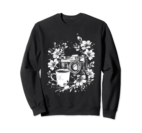 Photographer Coffee Camera Sweatshirt - Fun Novelty Design for Adults - T-Shirt, Sweatshirt, Hoodie
