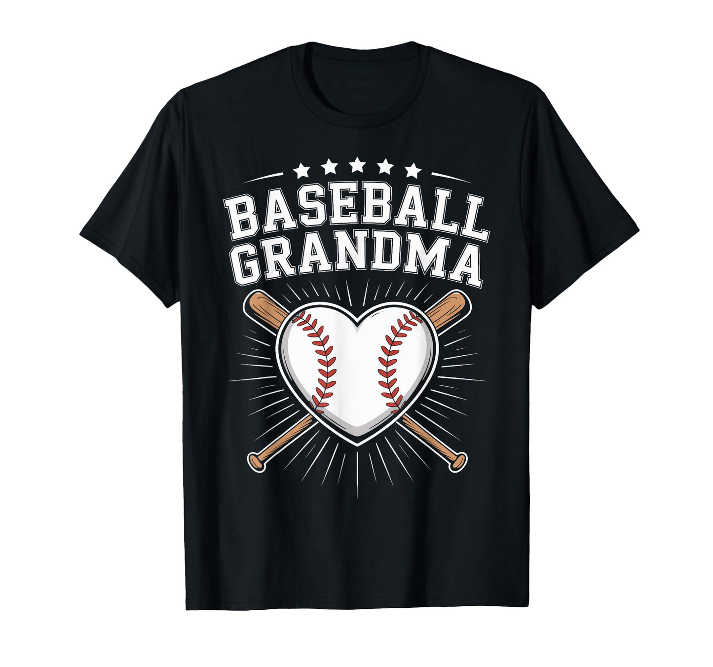 Baseball Grandma Heart Sports Fan T-Shirt - Novelty Apparel for Adults - T-Shirt, Sweatshirt, Hoodie