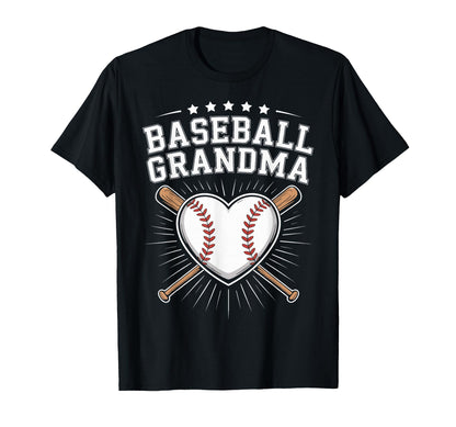 Baseball Grandma Heart Sports Fan T-Shirt - Novelty Apparel for Adults - T-Shirt, Sweatshirt, Hoodie