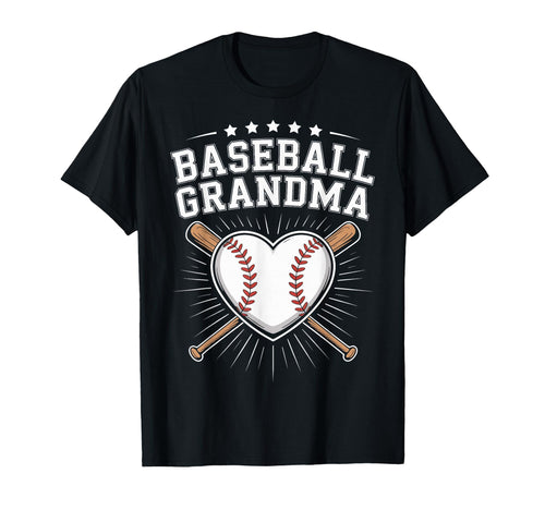 Baseball Grandma Heart Sports Fan T-Shirt - Novelty Apparel for Adults - T-Shirt, Sweatshirt, Hoodie