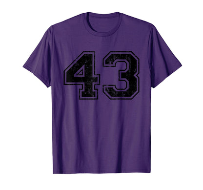 Number 43 Varsity Distressed Sport Team T-Shirt - Aesthetic Graphic Unisex - T-Shirt, Sweatshirt, Hoodie