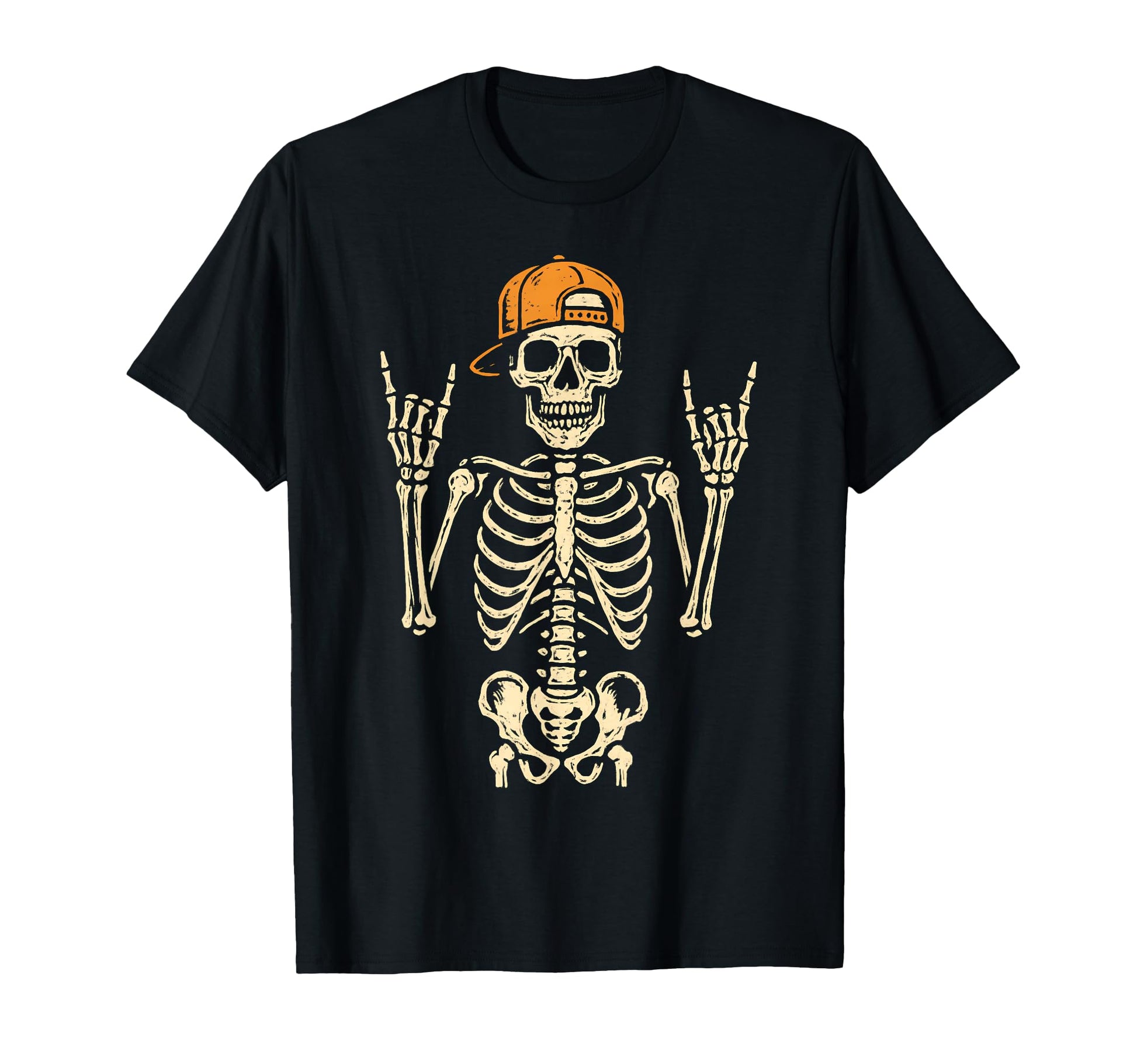Skeleton Rocker Rock Hand Sign Punk Rock T-Shirt - Minimalist Print Unisex - T-Shirt, Sweatshirt, Hoodie