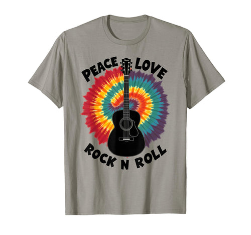 Tie Dye Peace Love Rock N Roll Guitar T-Shirt - Custom Art Print Unisex - T-Shirt, Sweatshirt, Hoodie