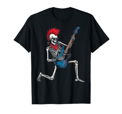 Funny Skeleton Playing Guitar Usa T-Shirt - Casual Everyday Wear Men Women - T-Shirt, Sweatshirt, Hoodie