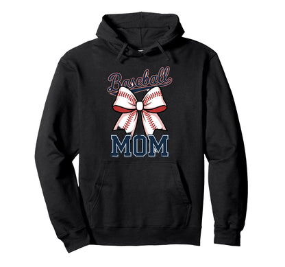 Baseball Mom Coquette Bow Hoodie - Graphic Print Unisex - T-Shirt, Sweatshirt, Hoodie