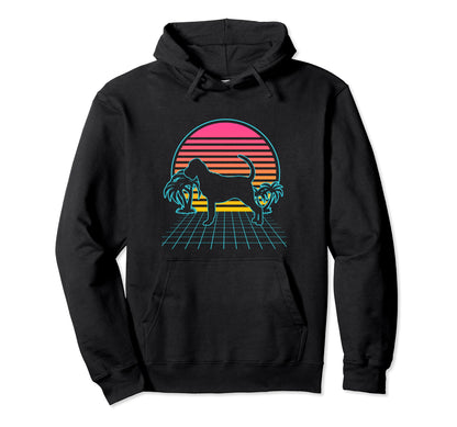 Bloodhound Dog 80S Vaporwave Aesthetic Hoodie - Unique Graphic Unisex - T-Shirt, Sweatshirt, Hoodie