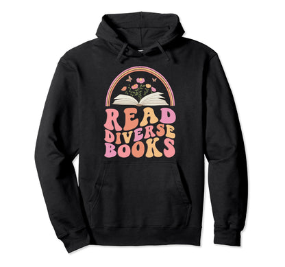 Read Diverse Books Boho Butterfly Hoodie - Fun Novelty Design for Adults - T-Shirt, Sweatshirt, Hoodie