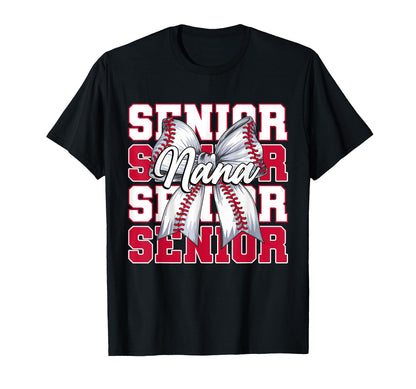 Baseball Nana Senior 2026 Coquette T-Shirt - Aesthetic Graphic for Adults - T-Shirt, Sweatshirt, Hoodie