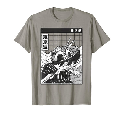 Ramen Bowl Surfing Kanagawa Wave T-Shirt - Custom Art Print Men Women - T-Shirt, Sweatshirt, Hoodie