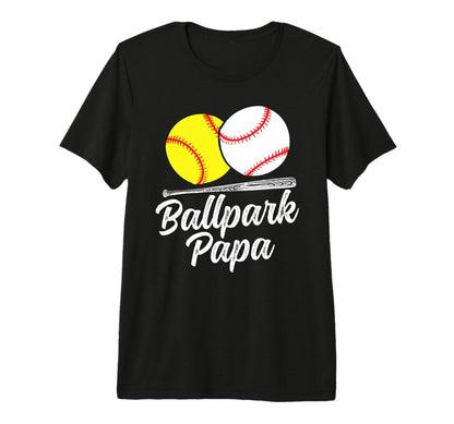 Mens Ballpark Papa Softball Baseball T-Shirt - Trendy Graphic for Adults - T-Shirt, Sweatshirt, Hoodie