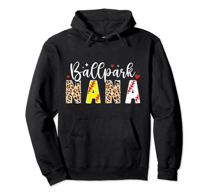 Ballpark Nana Leopard Baseball Hoodie - Aesthetic Graphic Men Women - T-Shirt, Sweatshirt, Hoodie