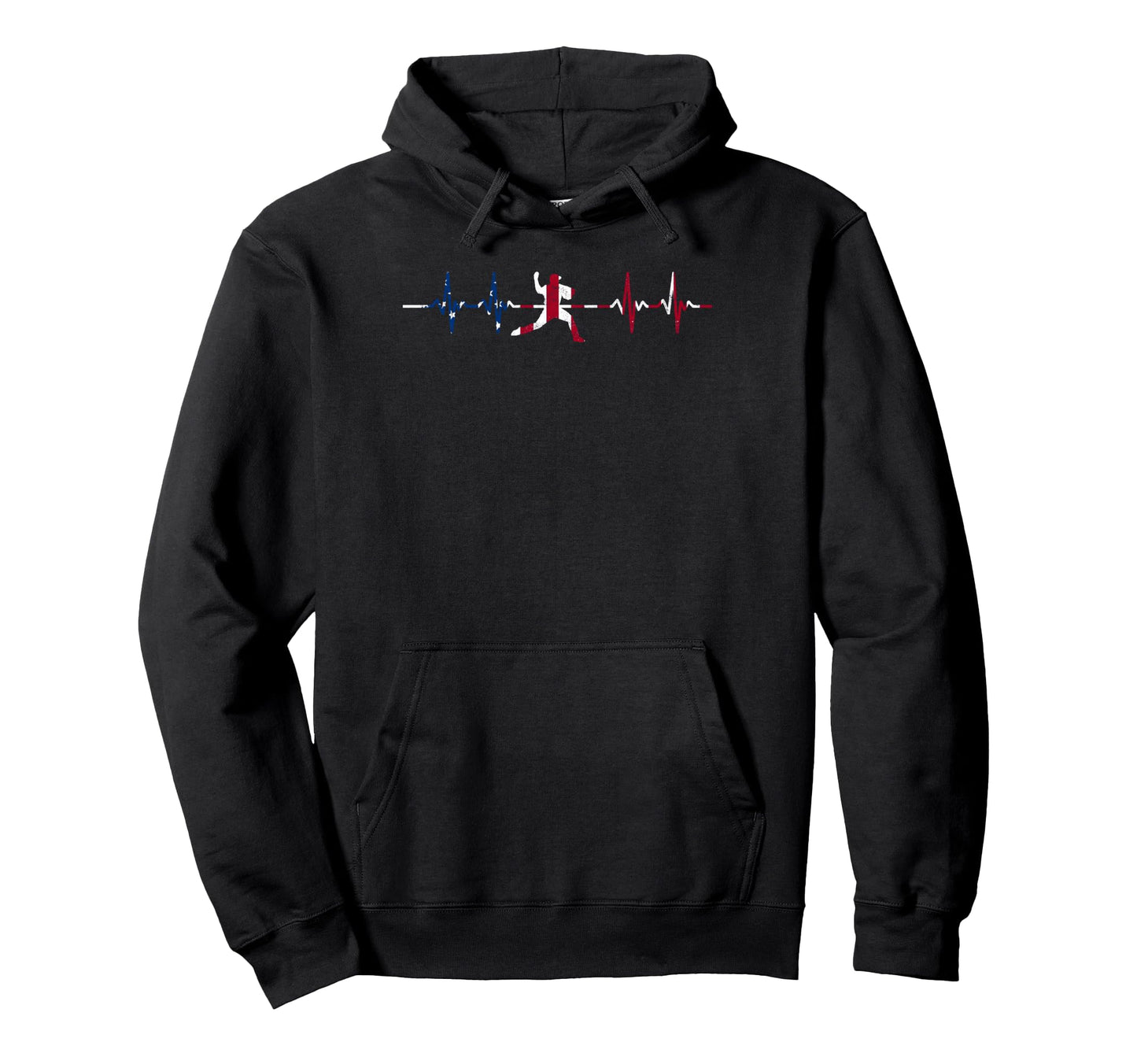 Baseball Heartbeat Us Flag Player Hoodie - Streetwear Style for Adults - T-Shirt, Sweatshirt, Hoodie