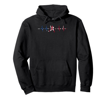 Baseball Heartbeat Us Flag Player Hoodie - Streetwear Style for Adults - T-Shirt, Sweatshirt, Hoodie