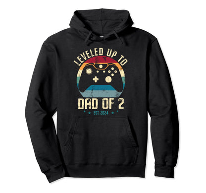 I Leveled Up To Dad 2 Daddy Again 2024 Hoodie - Graphic Print for Adults - T-Shirt, Sweatshirt, Hoodie