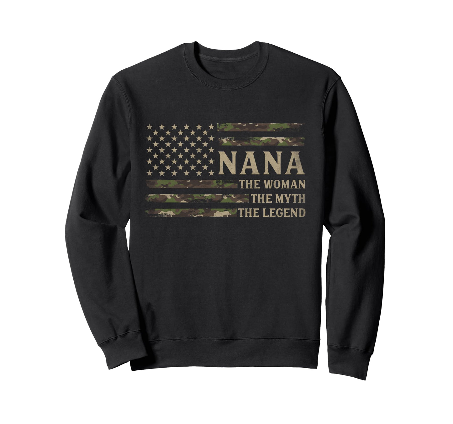 Nana Myth Legend Camo Usa Flag Sweatshirt - Graphic Print for Adults - T-Shirt, Sweatshirt, Hoodie