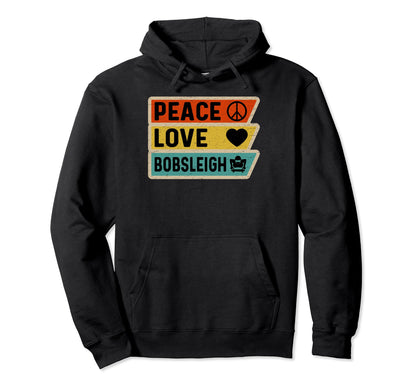 Distressed Peace Sign Love Bobsleigh Hoodie - Casual Everyday Wear Unisex - T-Shirt, Sweatshirt, Hoodie