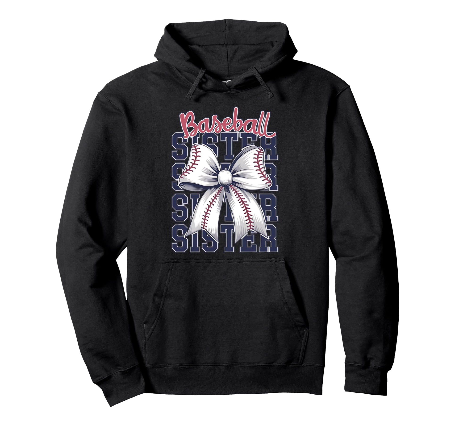 Baseball Sister Coquette Bow Hoodie - Aesthetic Graphic Men Women - T-Shirt, Sweatshirt, Hoodie