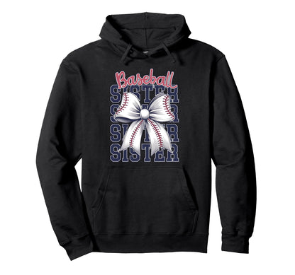 Baseball Sister Coquette Bow Hoodie - Aesthetic Graphic Men Women - T-Shirt, Sweatshirt, Hoodie