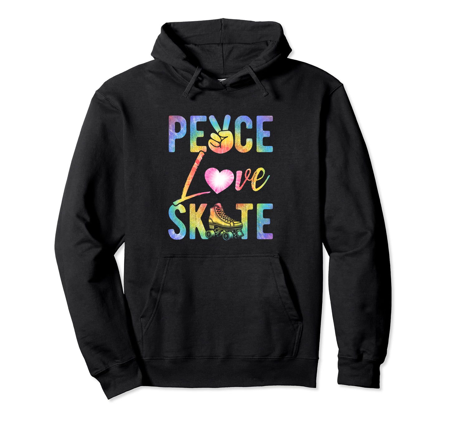 Peace Love Skate Roller Skating Peace Hoodie - Minimalist Print for Adults - T-Shirt, Sweatshirt, Hoodie