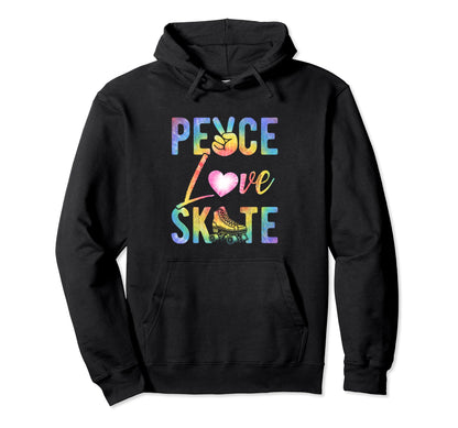 Peace Love Skate Roller Skating Peace Hoodie - Minimalist Print for Adults - T-Shirt, Sweatshirt, Hoodie