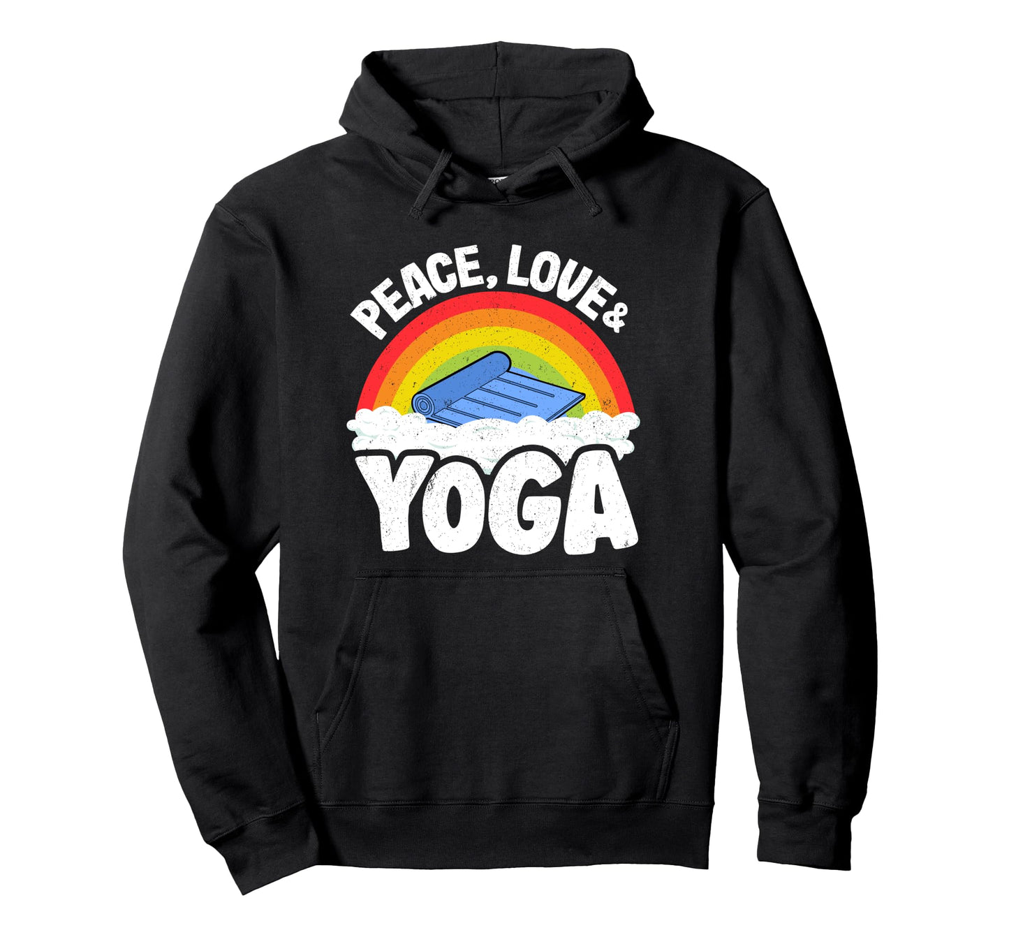 Peace Love Yoga Mat Rainbow Hippie Hoodie - Aesthetic Graphic Men Women - T-Shirt, Sweatshirt, Hoodie
