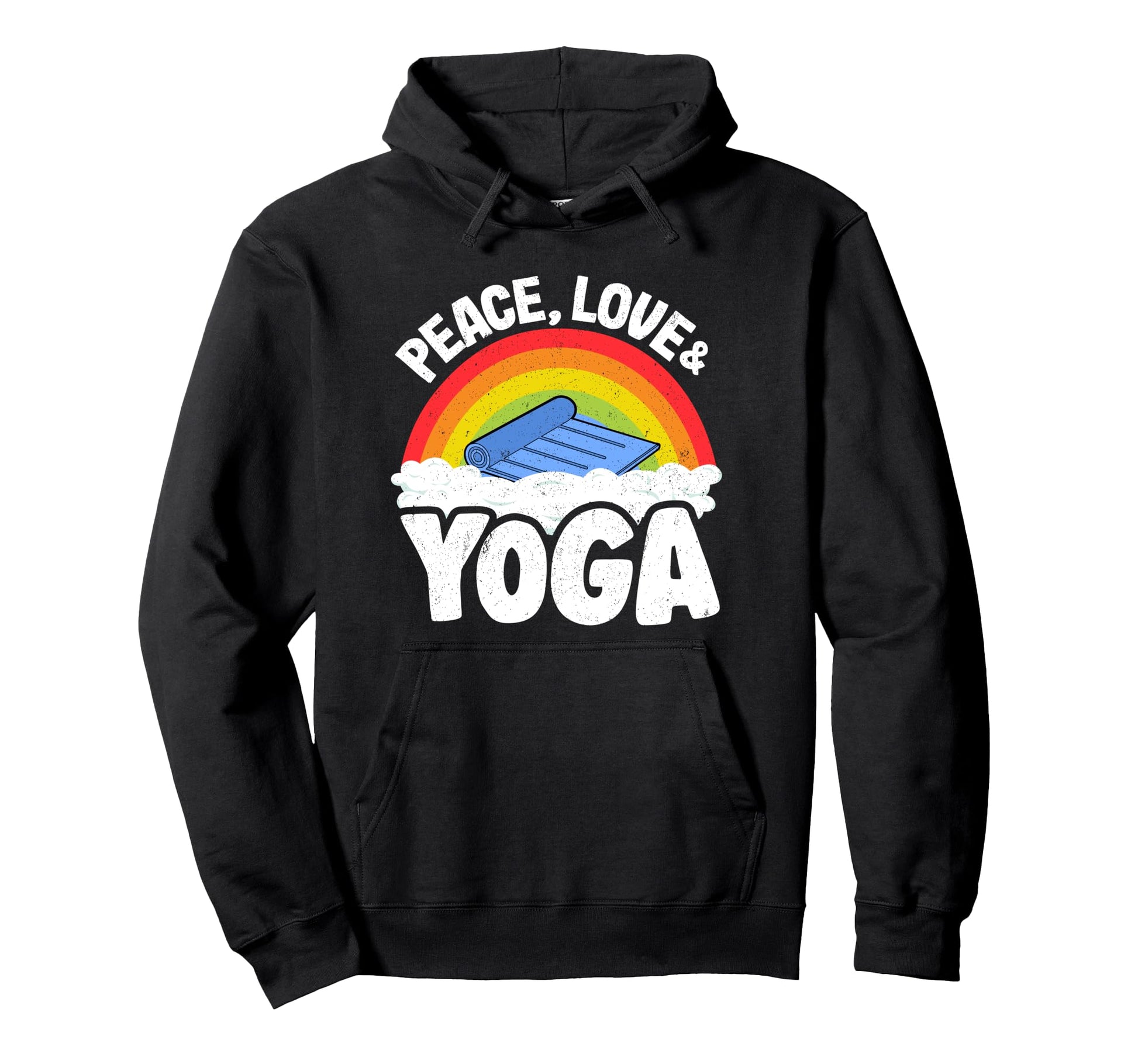 Peace Love Yoga Mat Rainbow Hippie Hoodie - Aesthetic Graphic Men Women - T-Shirt, Sweatshirt, Hoodie