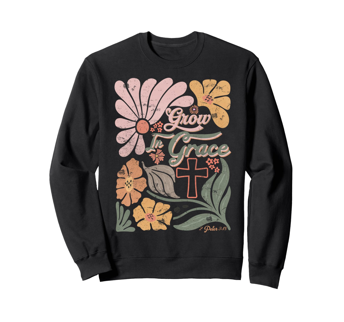 Boho Christian Grow Grace Christian Sweatshirt - Streetwear Style Unisex - T-Shirt, Sweatshirt, Hoodie