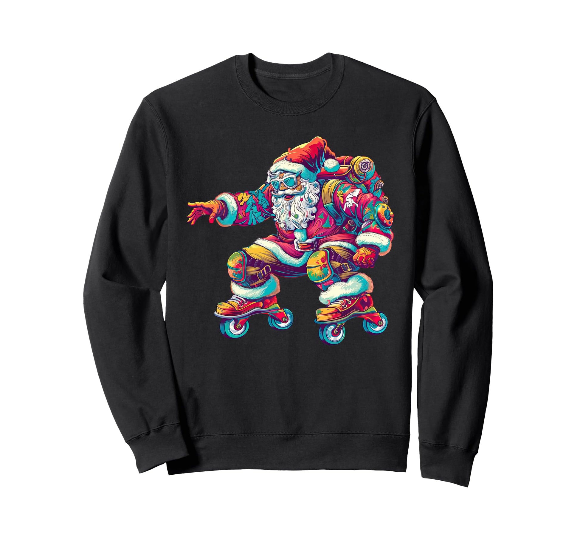 Funky Santa Groovy Skating Roller Sweatshirt - Aesthetic Graphic Unisex - T-Shirt, Sweatshirt, Hoodie
