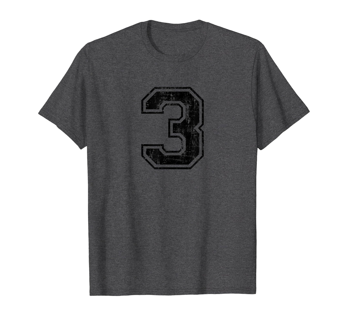 Number 3 Three Varsity Distressed Sport T-Shirt - Novelty Apparel Unisex - T-Shirt, Sweatshirt, Hoodie
