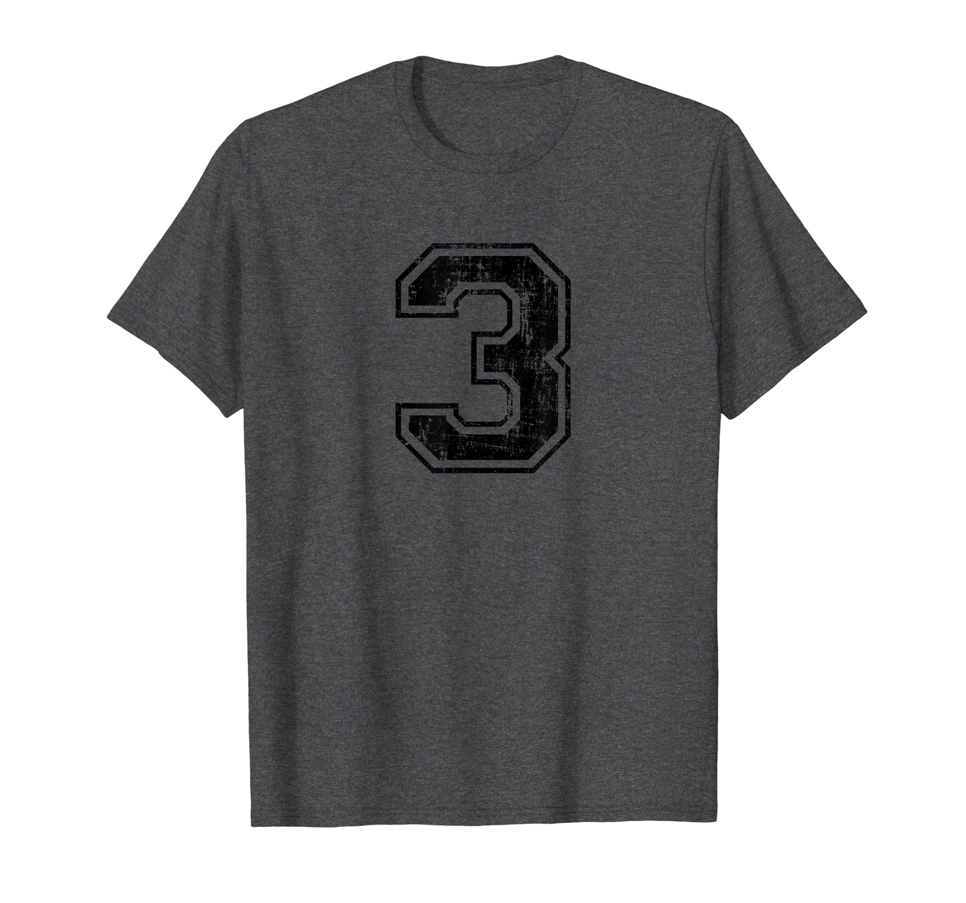 Number 3 Three Varsity Distressed Sport T-Shirt - Novelty Apparel Unisex - T-Shirt, Sweatshirt, Hoodie
