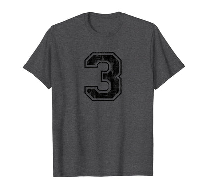 Number 3 Three Varsity Distressed Sport T-Shirt - Novelty Apparel Unisex - T-Shirt, Sweatshirt, Hoodie