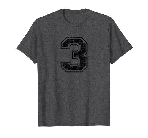 Number 3 Three Varsity Distressed Sport T-Shirt - Novelty Apparel Unisex - T-Shirt, Sweatshirt, Hoodie