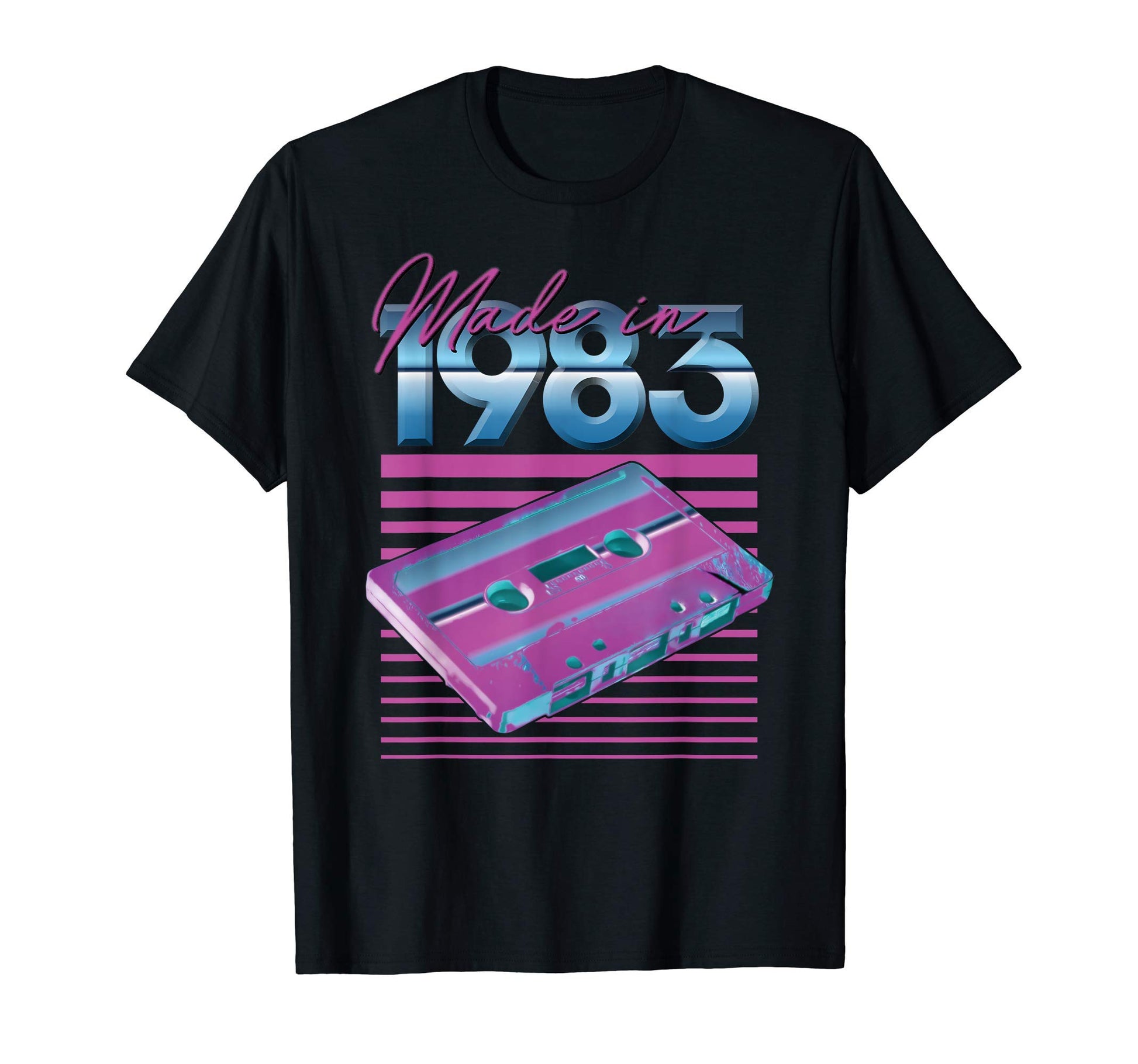 1983 Cassette Tape Stripes T-Shirt - Custom Art Print for Adults - T-Shirt, Sweatshirt, Hoodie