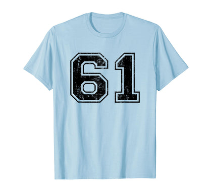 Number 61 Varsity Distressed Sport T-Shirt - Unique Graphic for Adults - T-Shirt, Sweatshirt, Hoodie