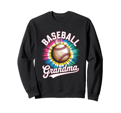 Baseball Grandma Tie Dye Colorful Sweatshirt - Graphic Print Unisex - T-Shirt, Sweatshirt, Hoodie