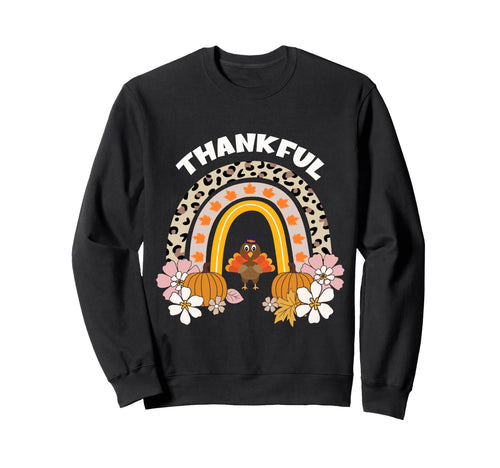 Thankful Rainbow Leopard Groovy Sweatshirt - Aesthetic Graphic for Adults - T-Shirt, Sweatshirt, Hoodie