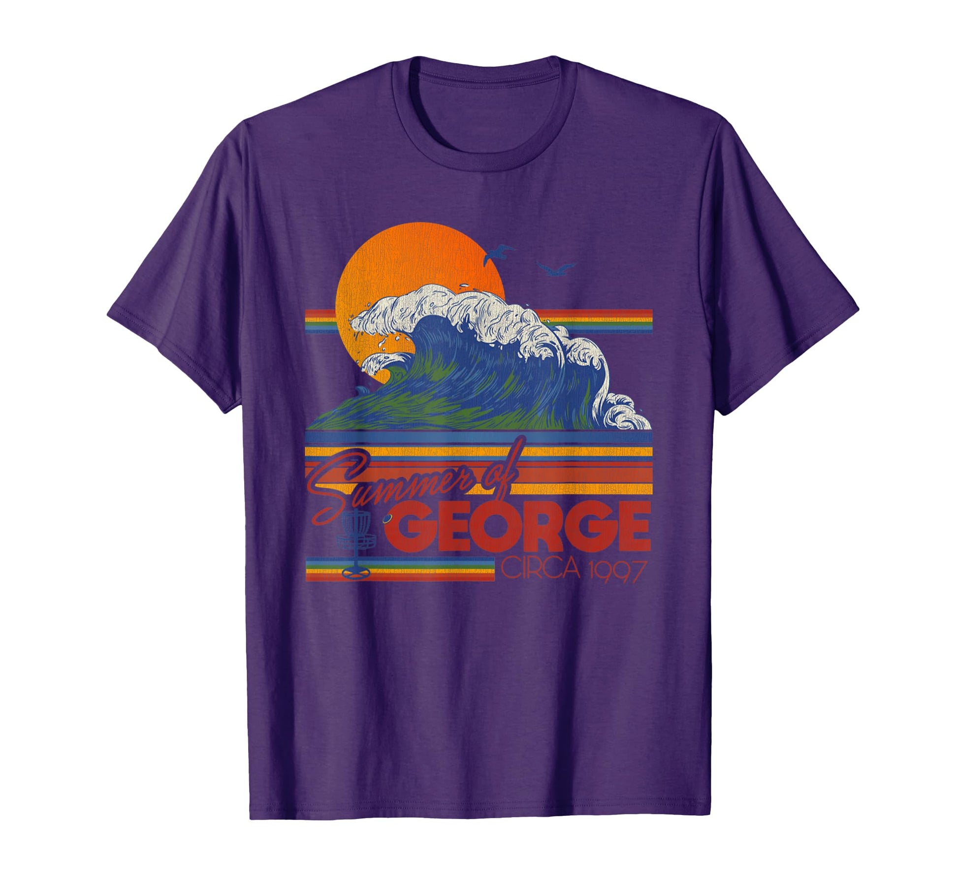 Summer George Rainbow 90S Beach Wave T-Shirt - Trendy Graphic Men Women - T-Shirt, Sweatshirt, Hoodie