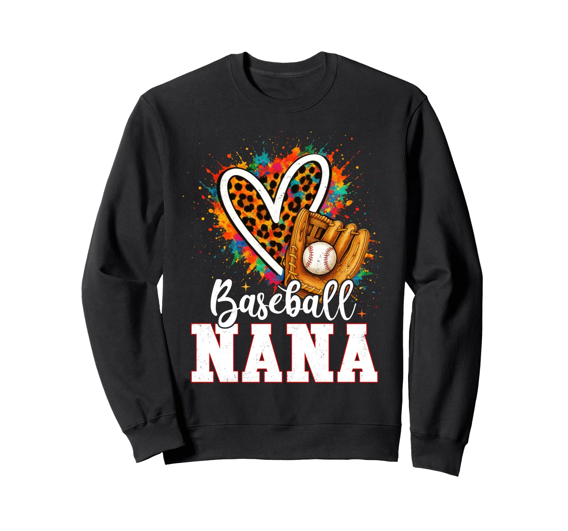 Baseball Nana Grandma Leopard Heart Sweatshirt - Novelty Apparel Men Women - T-Shirt, Sweatshirt, Hoodie